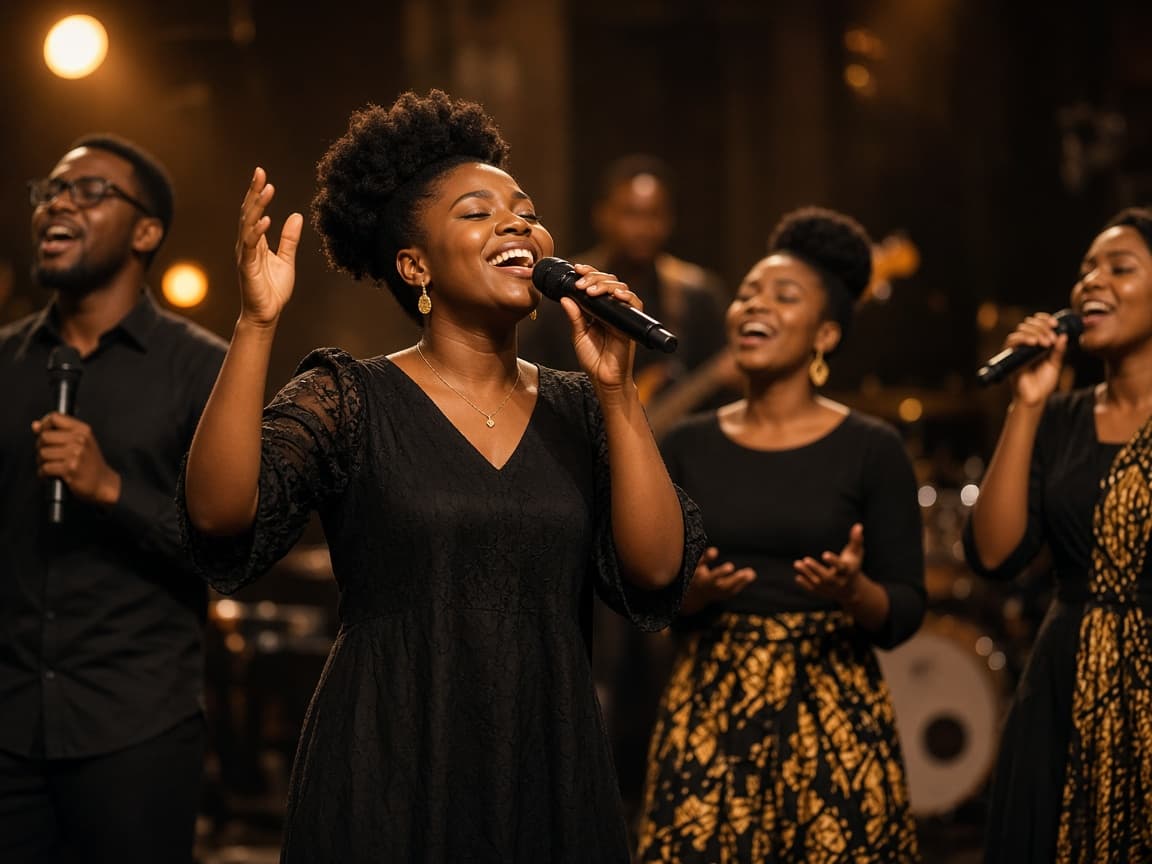 Worship leaders lifting the name of Jesus